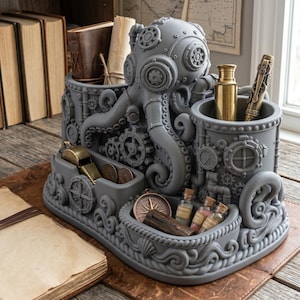 Organisateur de bureau pieuvre mécanique en téléchargement 3MF, modèle de décoration imprimable 3D, fichier à usage personnel