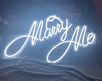Marry Me Neon Sign, Perfect for Wedding Proposals and Wedding Photo Backdrop - Bachelorette and Newlywed Parties, Diamond Ring