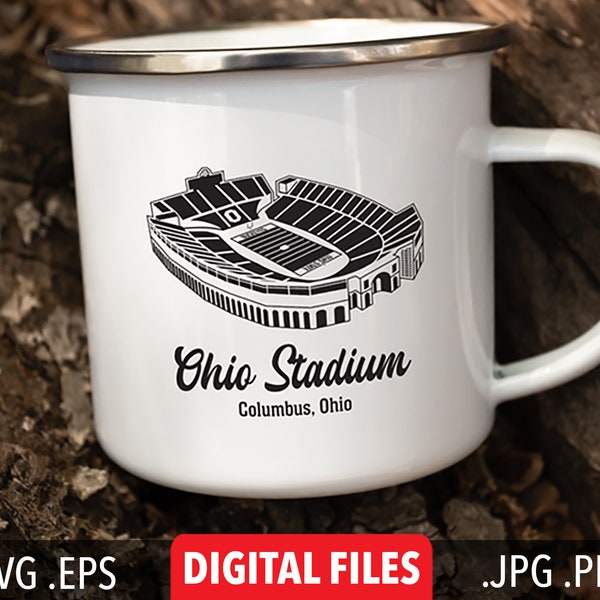 Ohio Stadium Buckeyes Football Mug t-shirt OSU Columbus Scarlet Gray Brutus Script Ohio (both black and scarlet files)