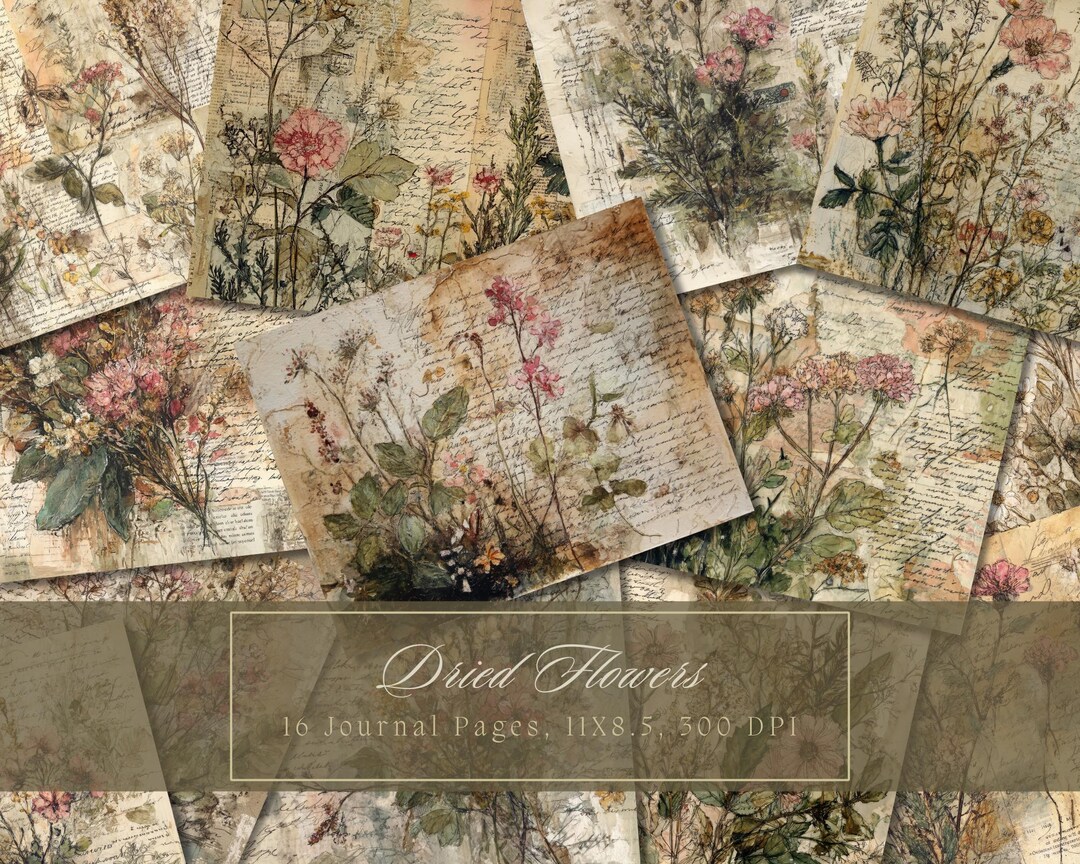 Watercolor Wildflower Junk Journal Kit Garden Printable Page Flowers ...
