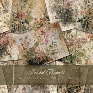 Kit de carnet de voyage aquarelle fleurs sauvages, jardin imprimable, fleurs, papier numérique, scrapbooking, botanique, collage, feuilles, floral, shabby chic,