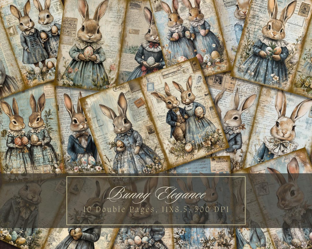 Easter Bunnies Junk Journal Kit Easter Eggs Vintage Ephemera Bunny ...