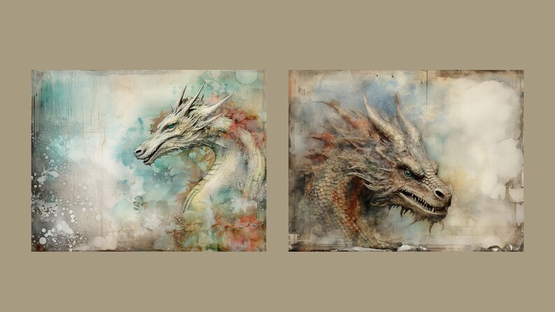 Dragon Junk Journal Kit Fantasy Journal Pages Printable Collage Sheet ...