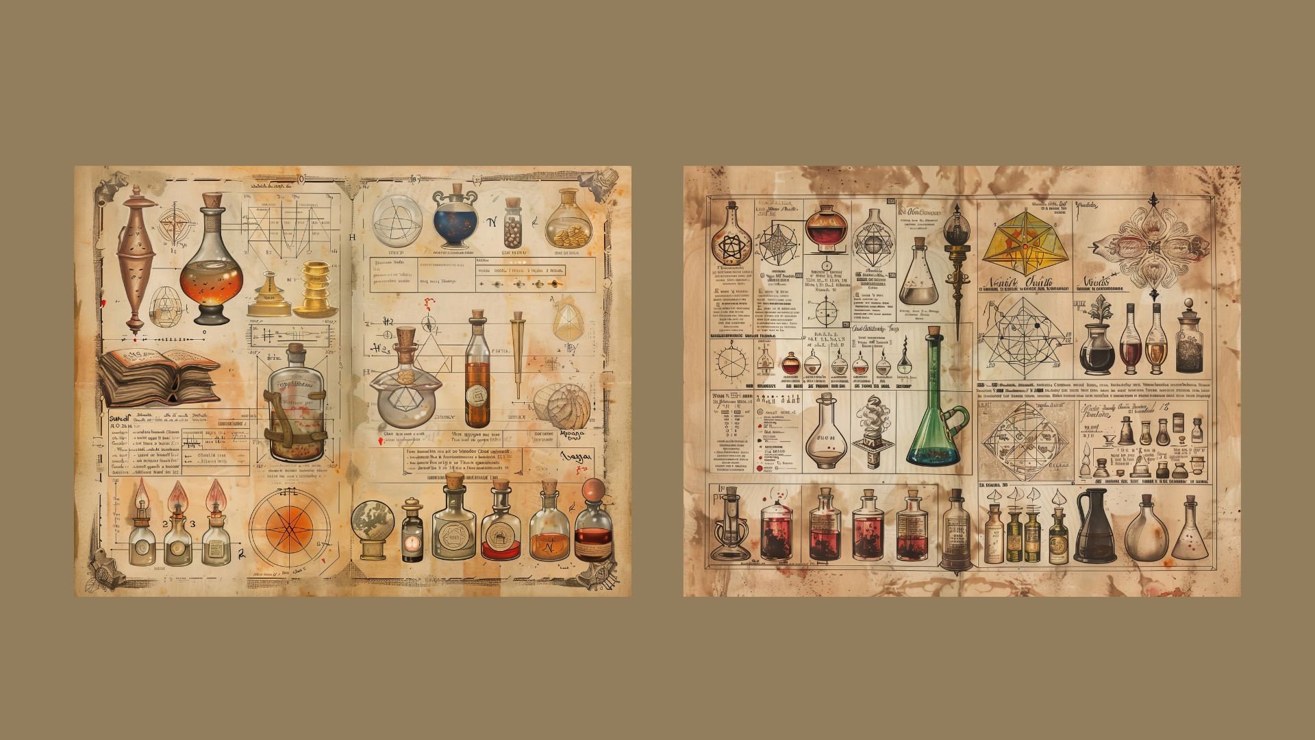 Alchemy Junk Journal Kit Apothecary Bottles Pages Watercolor Potions ...