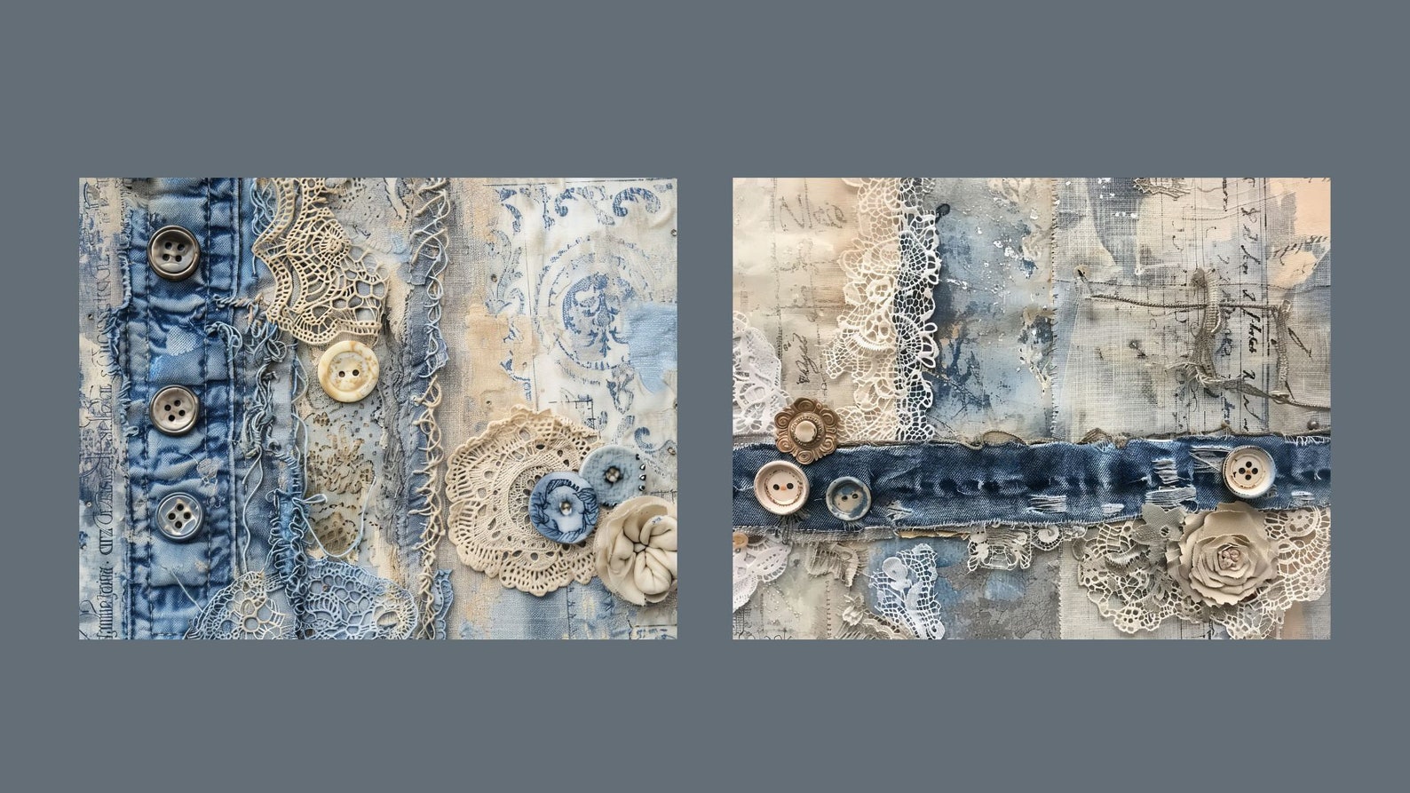 Denim Junk Journal Kit Textile Mix Collage Sheets Patchwork Digital ...