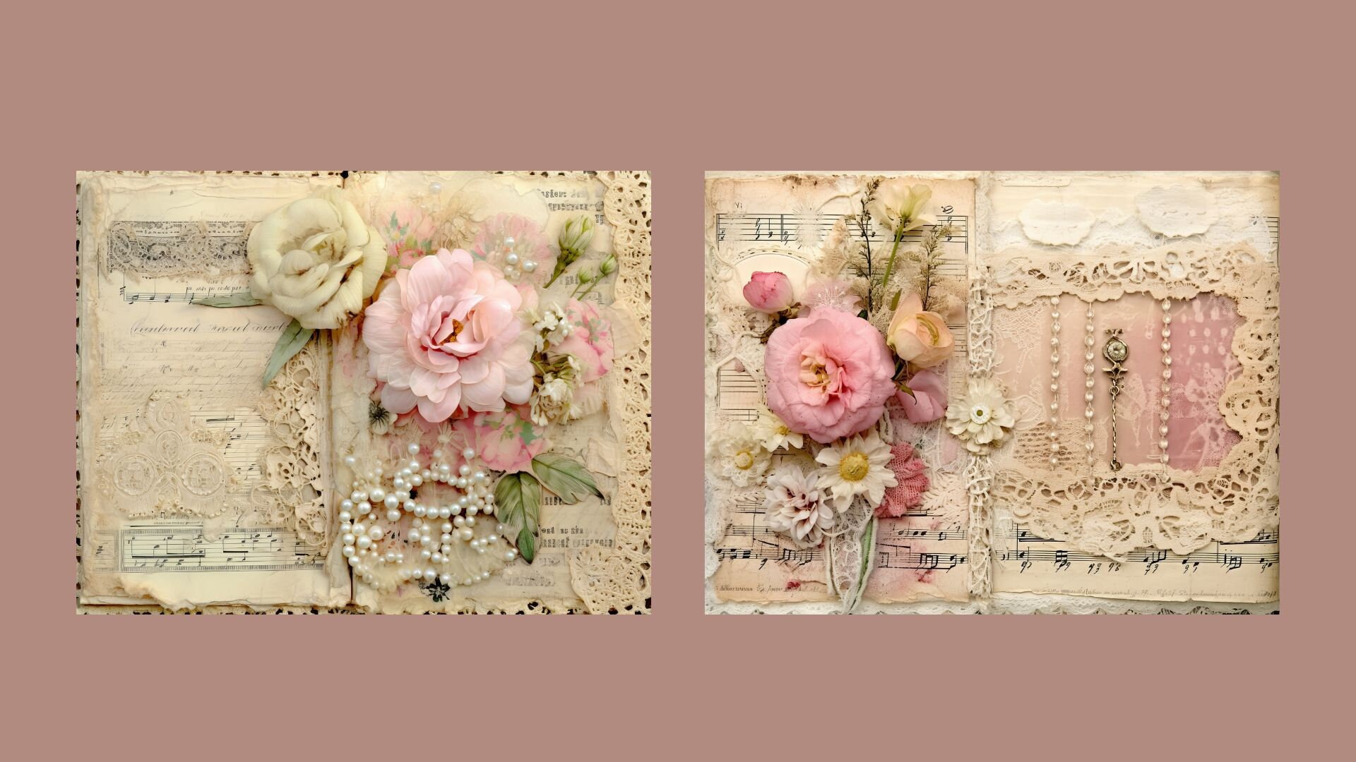 Pink Vintage Lace Junk Journal Kit Shabby Chic Collage Sheets Printable ...