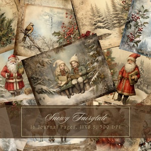 Kit diario spazzatura foresta di Natale Inverno Vintage Ephemera Journal Carta digitale per Scrapbooking Pagine shabby stampabili Grunge Shabby Chic