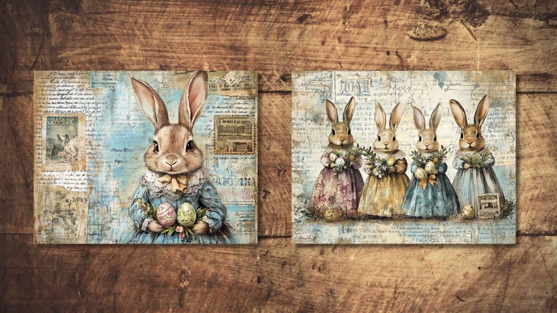 Easter Bunnies Junk Journal Kit Easter Eggs Vintage Ephemera Bunny ...