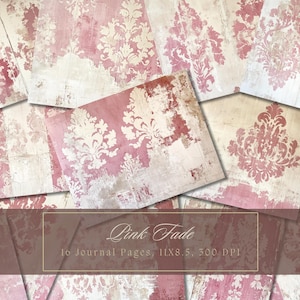 Grün Damask Junk Journal Kit Schwarz Shabby Chic Collage Sheets Druckbare alte Seiten Digitales Papier Scrapbooking Hintergründe Vintage Ephemera