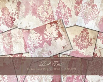 Green Damask Junk Journal Kit Black Shabby Chic Collage Sheets Printable Old Pages Digital Paper Scrapbooking Backgrounds Vintage Ephemera