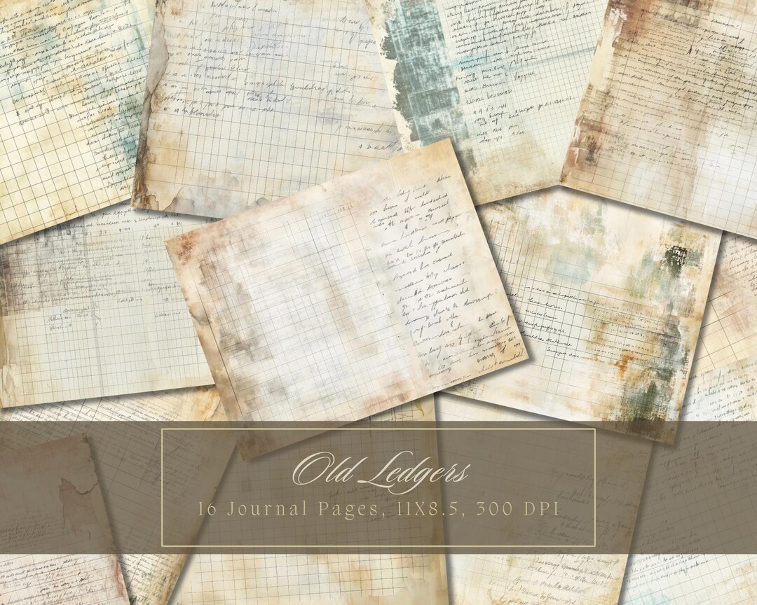 Vintage Ledger Junk Journal Kit Rustic Bills Journal Page Printable ...