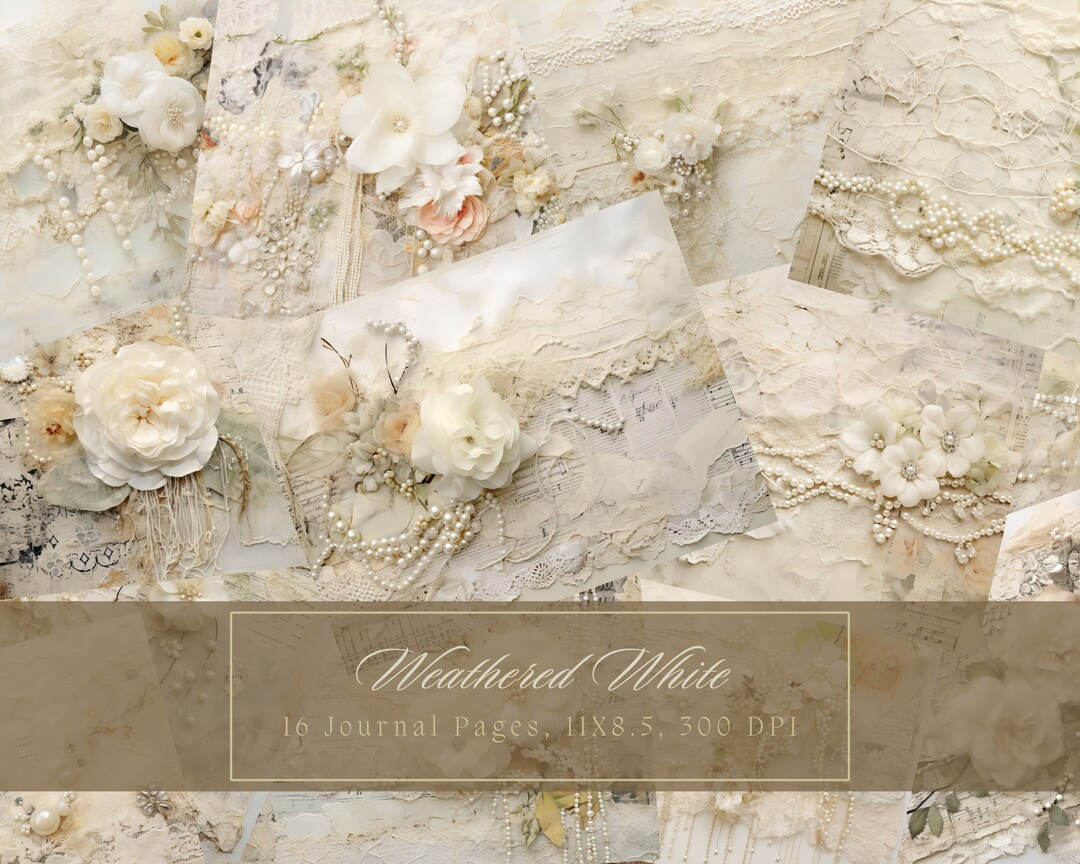 Shabby Chic Junk Journal Kit Beige Vintage Lace Ephemera Collage Sheets ...