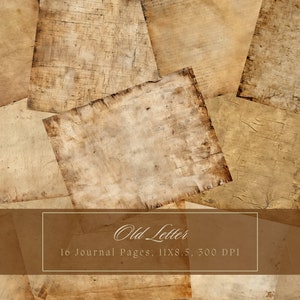 Kit de diário lixo de papel vintage, textura de papel digital marrom, folhas grunge, álbum de recortes, páginas efêmeras vintage, download instantâneo