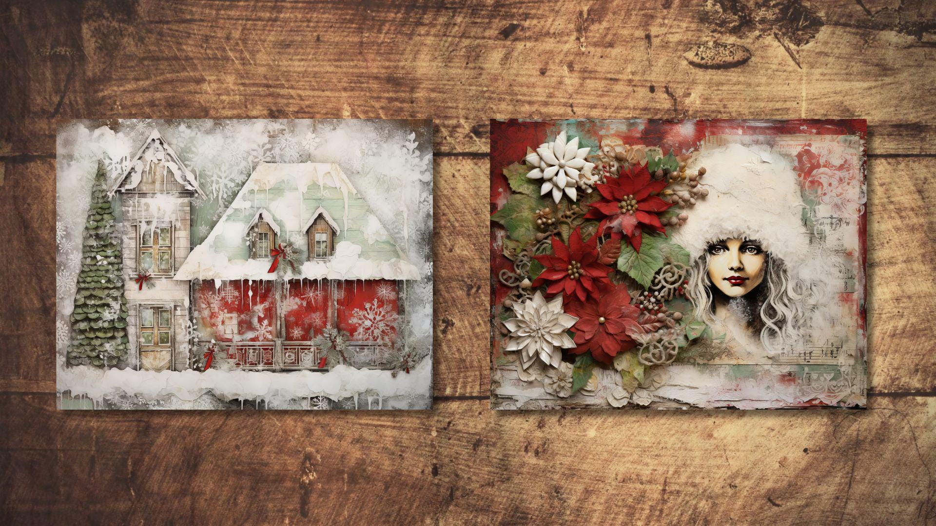 Christmas Junk Journal Kit Winter Vintage Ephemera Snow Digital Paper ...
