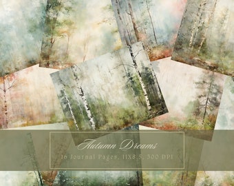 Shabby Spring Forest Junk Journal Paper Alberi in fiore Sfondo Journal Pages Stampabile Junk Journal Kit Carta digitale per Scrapbooking