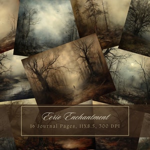 Floresta escura lixo diário kit vintage efêmera diário dia das bruxas papel digital gótico scrapbooking imprimível páginas gastas uso comercial