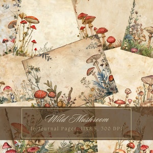 Mushroom Junk Journal Kit Vintage Botanische Blanco Journal Bos Digitaal Scrapbooking Bloemen Vintage Afdrukbare Shabby Lege Pagina's