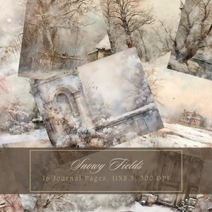Kit diario spazzatura invernale Collage di neve Pagine di diario stampabili Carta digitale natalizia vintage per scrapbooking Sfondo invernale shabby chic