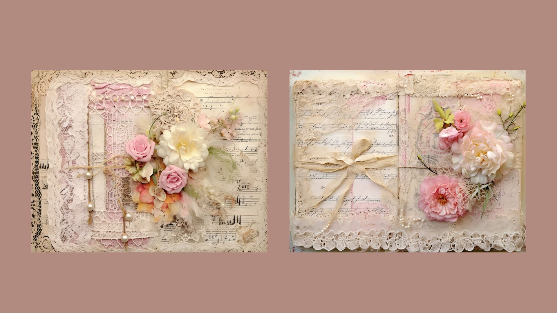 Pink Vintage Lace Junk Journal Kit Shabby Chic Collage Sheets Printable ...