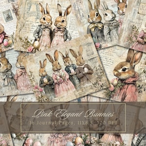 Kit de journal indésirable lapins de Pâques oeufs de Pâques journal vintage éphémère lapin papier numérique pour scrapbooking lapin victorien pages imprimables