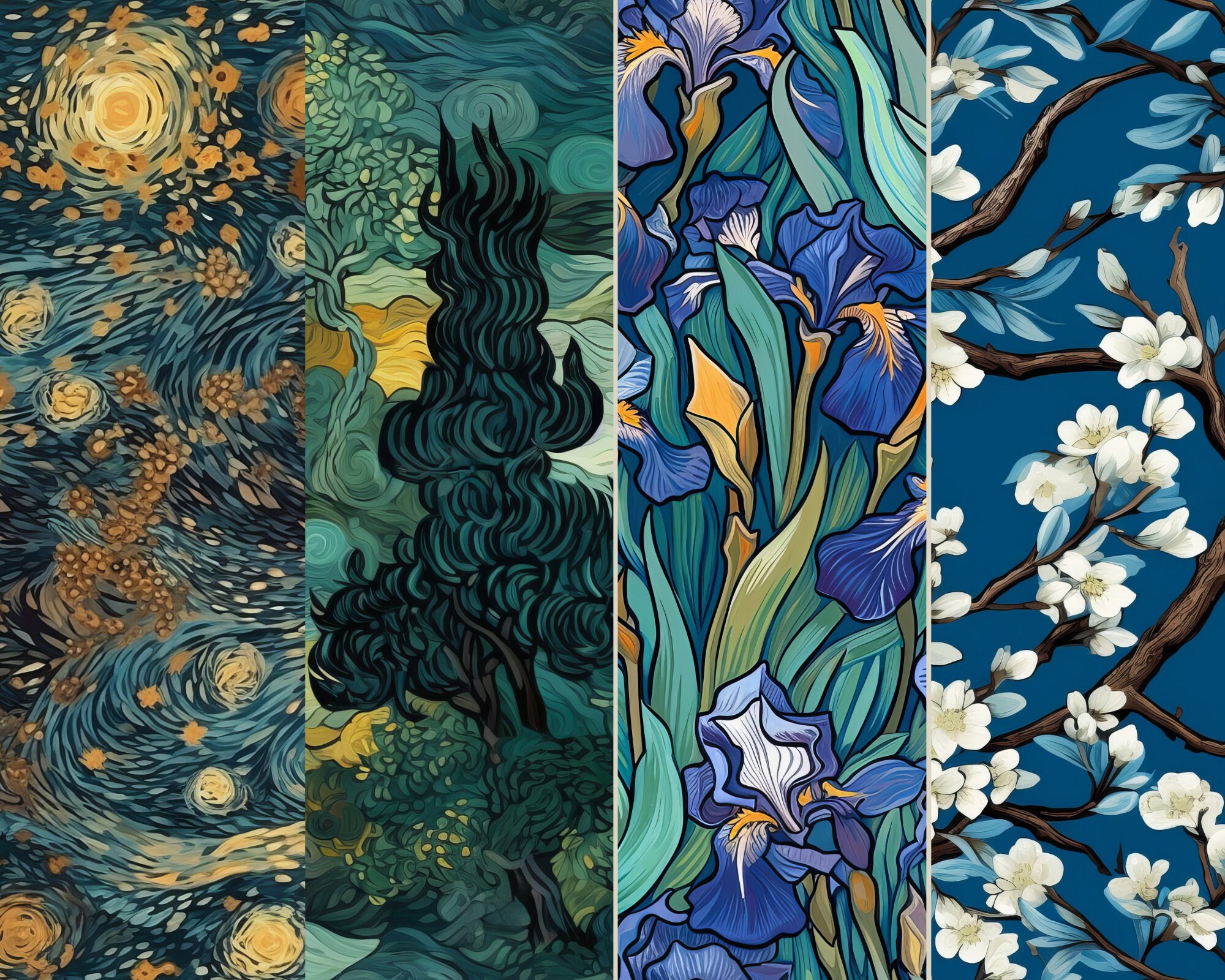 Van Gogh Bundle Digital Paper Set Seamless Patterns Digital Prints for ...