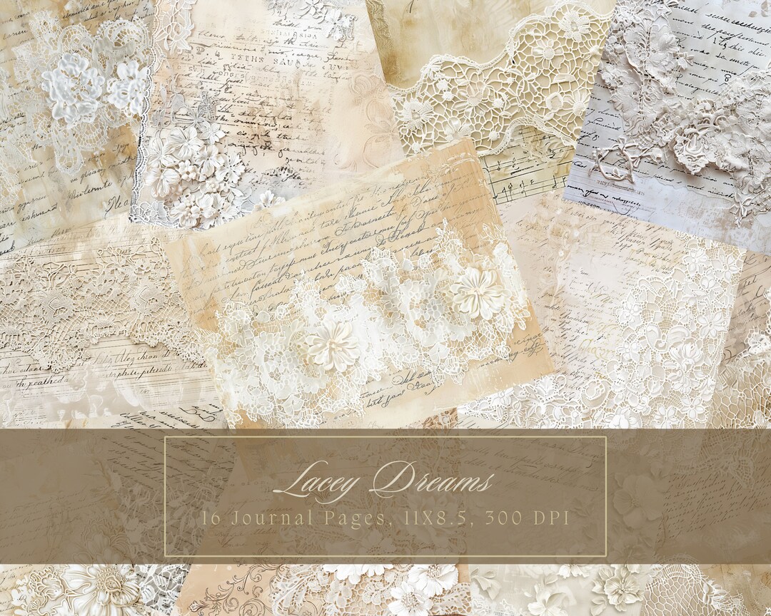 Vintage Lace Junk Journal Kit Shabby Chic Collage Sheets Printable ...