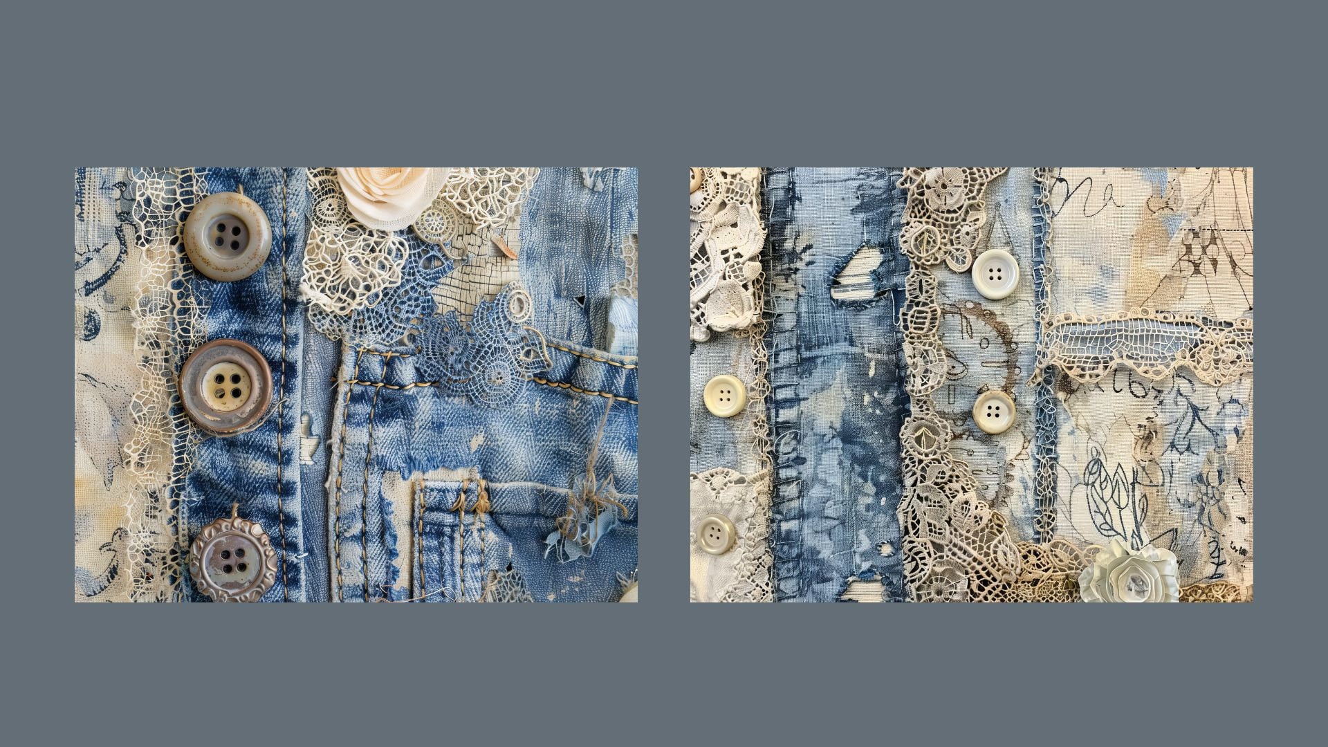 Denim Junk Journal Kit Textile Mix Collage Sheets Patchwork Digital ...