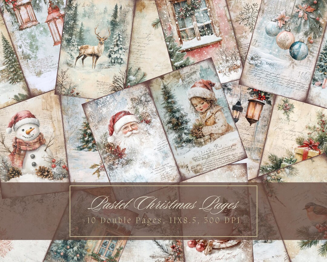 Christmas Stamperia Junk Journal Kit Pastel Vintage Ephemera Winter ...