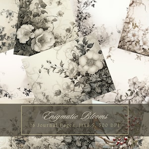 Foncé Floral Junk Journal Kit vintage Ephemera Journal Digital Paper pour Scrapbooking Floral Printable Shabby Pages Collage Téléchargement instantané