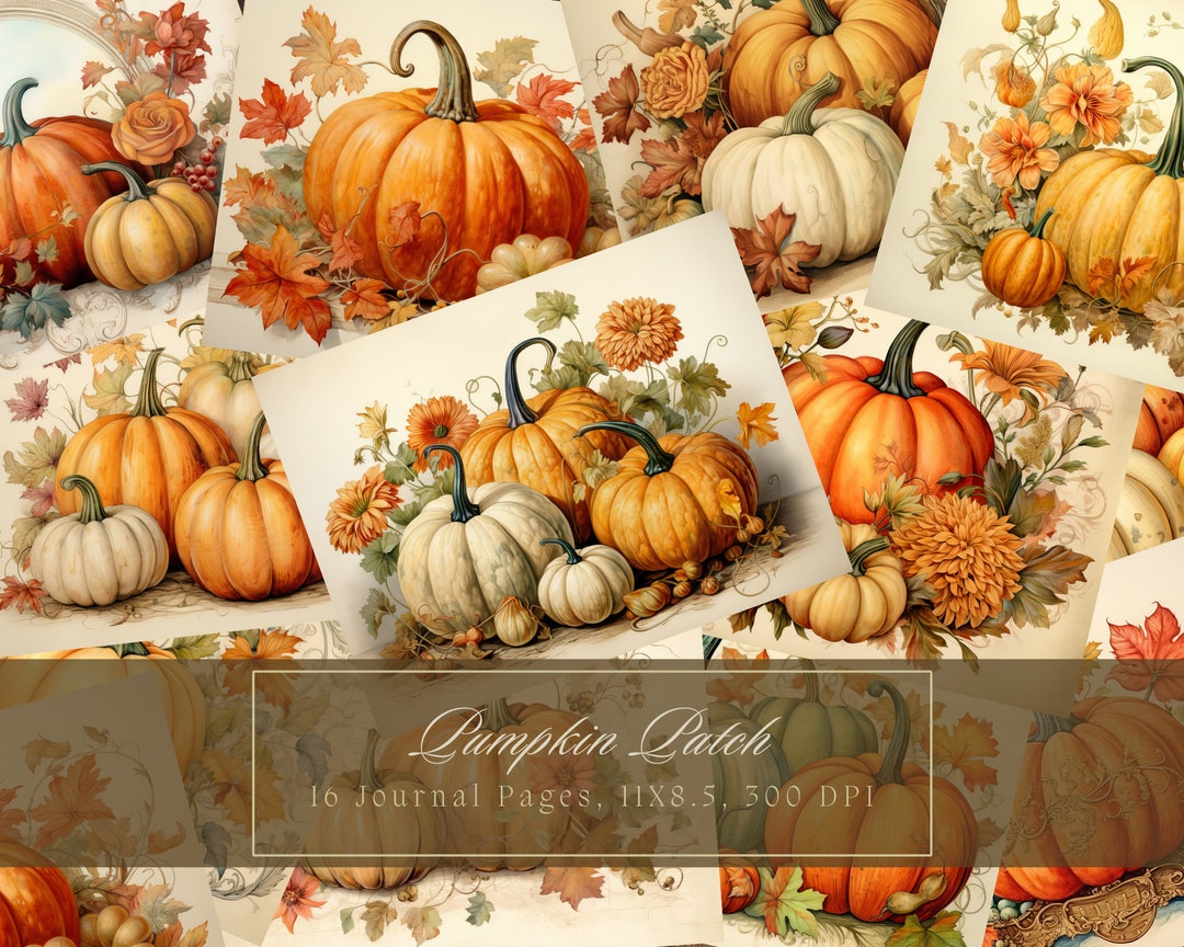 Pumpkins Junk Journal Kit Vintage Ephemera Journal Pumpkin Digital ...
