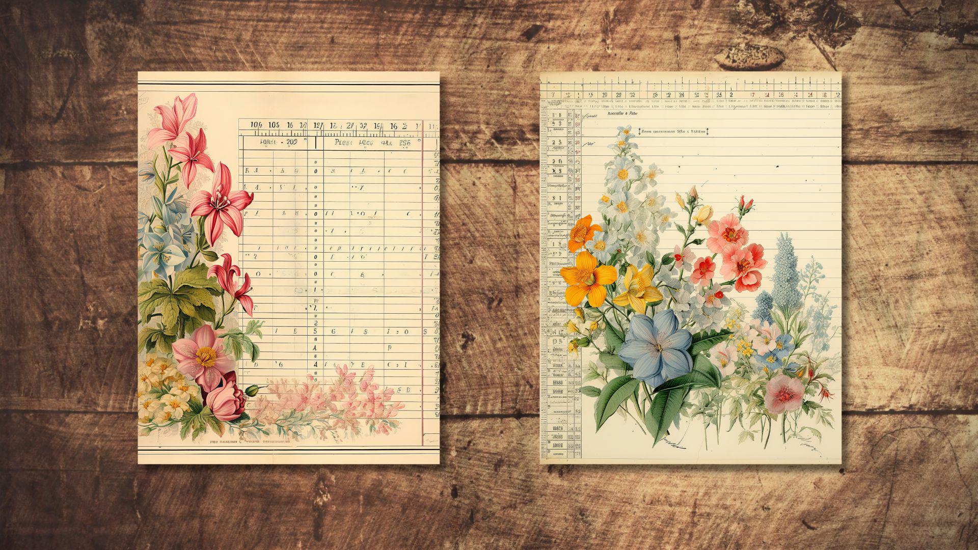 Wildflower Junk Journal Kit Floral Double Journal Pages Flower Digital ...