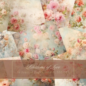 Roses Junk Journal Kit Vintage Ephemera Floral Journal Digital Paper for Scrapbooking Rose Printable  Shabby Pages Instant Download