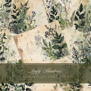 Green Leaves Junk Journal Kit Spring-Inspired Vintage Ephemera Journal Digital Paper Scrapbooking Printable Collage Sheets Instant Download