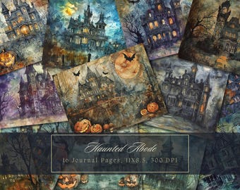 Watercolor Haunted Mansion Junk Journal Kit Dark Vintage Ephemera Journal Halloween Digital Paper Gothic Scrapbooking Printable Creepy Pages