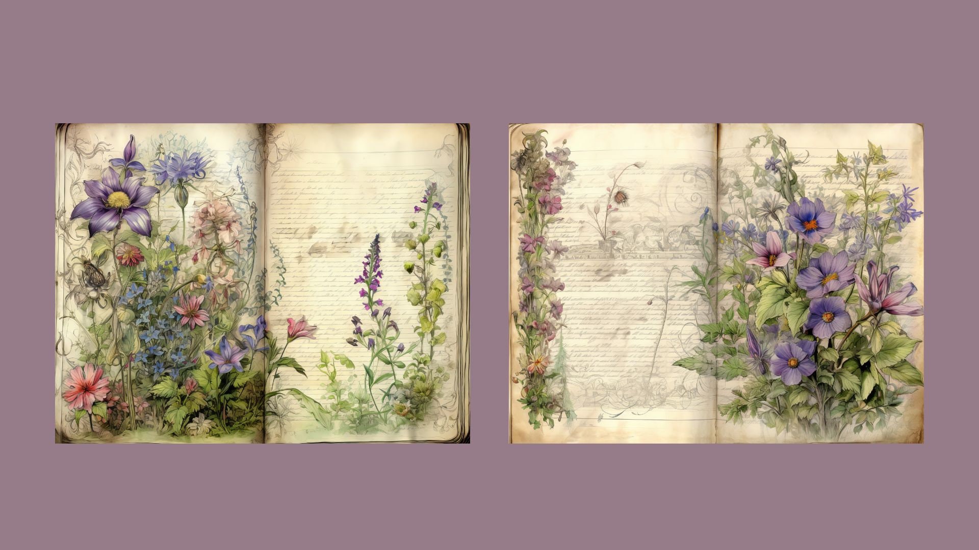 Wildflower Junk Journal Kit Floral Double Journal Pages Flower Digital ...