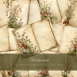 Wildflower Junk Journal Kit Floral Double Journal Pagina's Bloem Digitaal Papier Scrapbooking Boeket Shabby Pagina's Bloemen Oud Boek Afdrukbaar