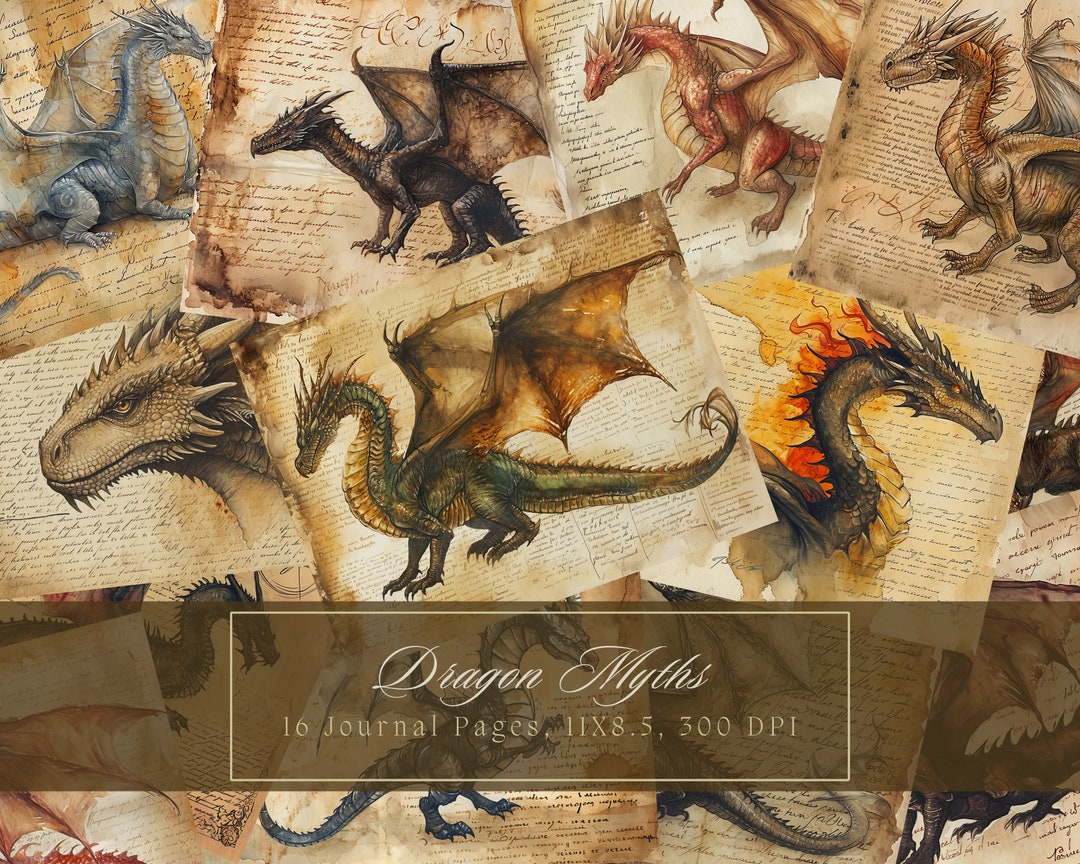 Dragon Junk Journal Kit Fantasy Journal Pages Printable Collage Sheet ...