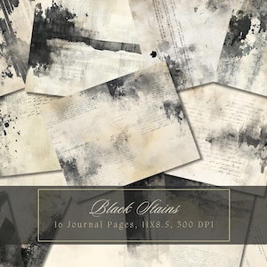 Donkere collage ongewenste dagboek Kit zwart digitaal papier textuur grunge vellen scrapbooking vintage ephemera shabby pagina's dagboek direct downloaden