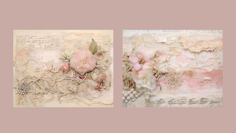 Shabby Chic Junk Journal Kit Pink Vintage Lace Ephemera Collage Sheets ...