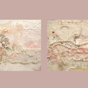 Shabby Chic Junk Journal Kit Pink Vintage Lace Ephemera Collage Sheets ...