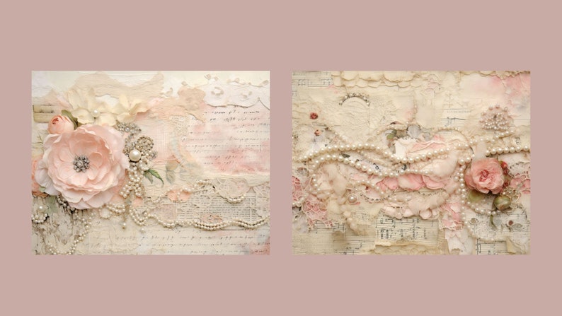 Shabby Chic Junk Journal Kit Pink Vintage Lace Ephemera Collage Sheets ...