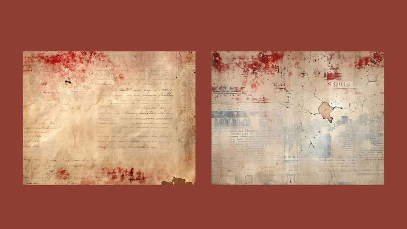 Red Vintage Paper Junk Journal Kit Digital Paper Texture Grunge Sheets ...