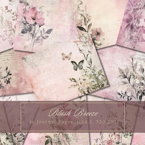 Kit de journal floral rose indésirable belles fleurs papier numérique Scrapbooking imprimable papier fleur pages de journal vintage shabby chic éphémères