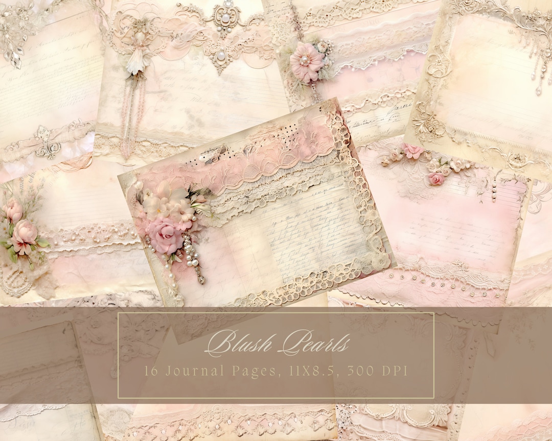 Shabby Chic Junk Journal Kit Pink Vintage Lace Ephemera Collage Sheets ...