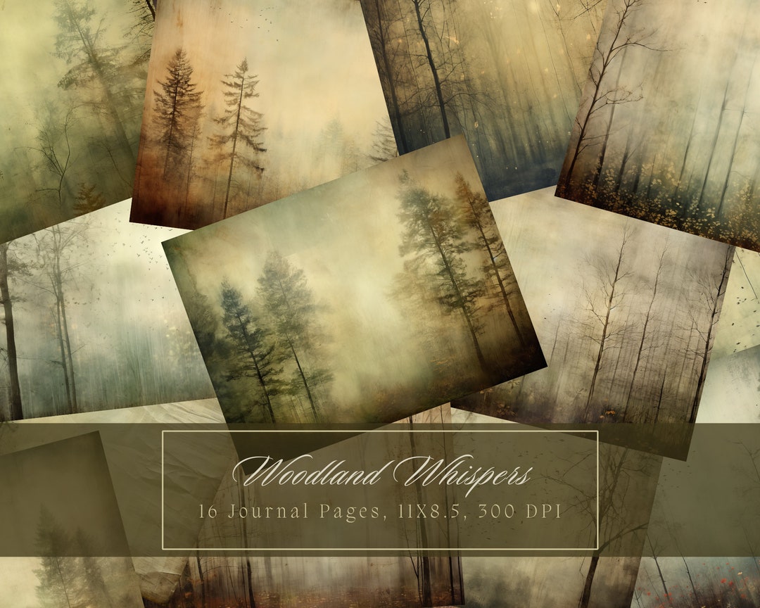 Vintage Forest Printable Junk Journal Pages Trees Background Journal ...