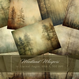 Vintage Wald druckbare Junk Journal Seiten Bäume Hintergrund Journal Seiten Grunge druckbare Junk Journal Kit digitales Papier für Scrapbooking