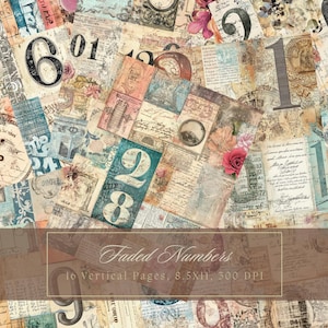 Boho Collage Junk Journal Kit Shabby Chic Vellen Afdrukbare Pastelnummers Boho Digitale Papier Scrapbooking Achtergronden Vintage Efemere