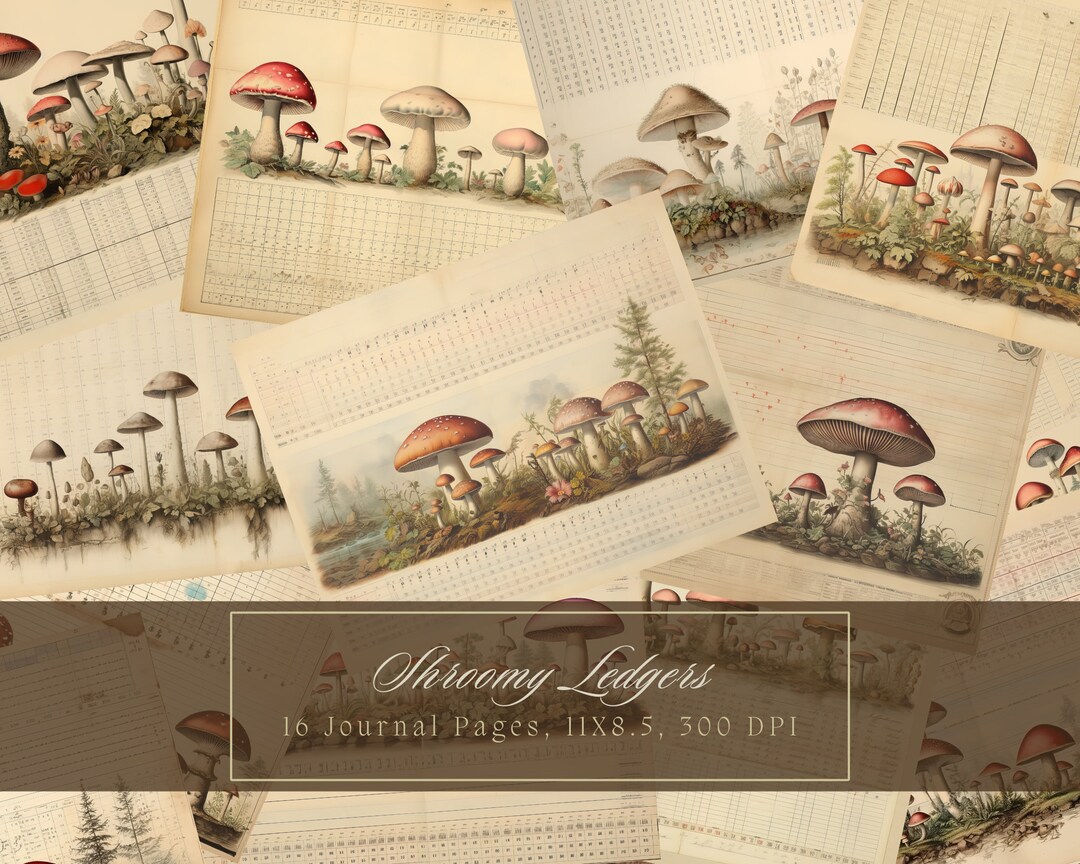 Mushroom Junk Journal Kit Vintage Botanical Ledger Journal Forest ...