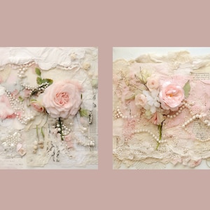 Shabby Chic Junk Journal Kit Pink Vintage Lace Ephemera Collage Sheets ...