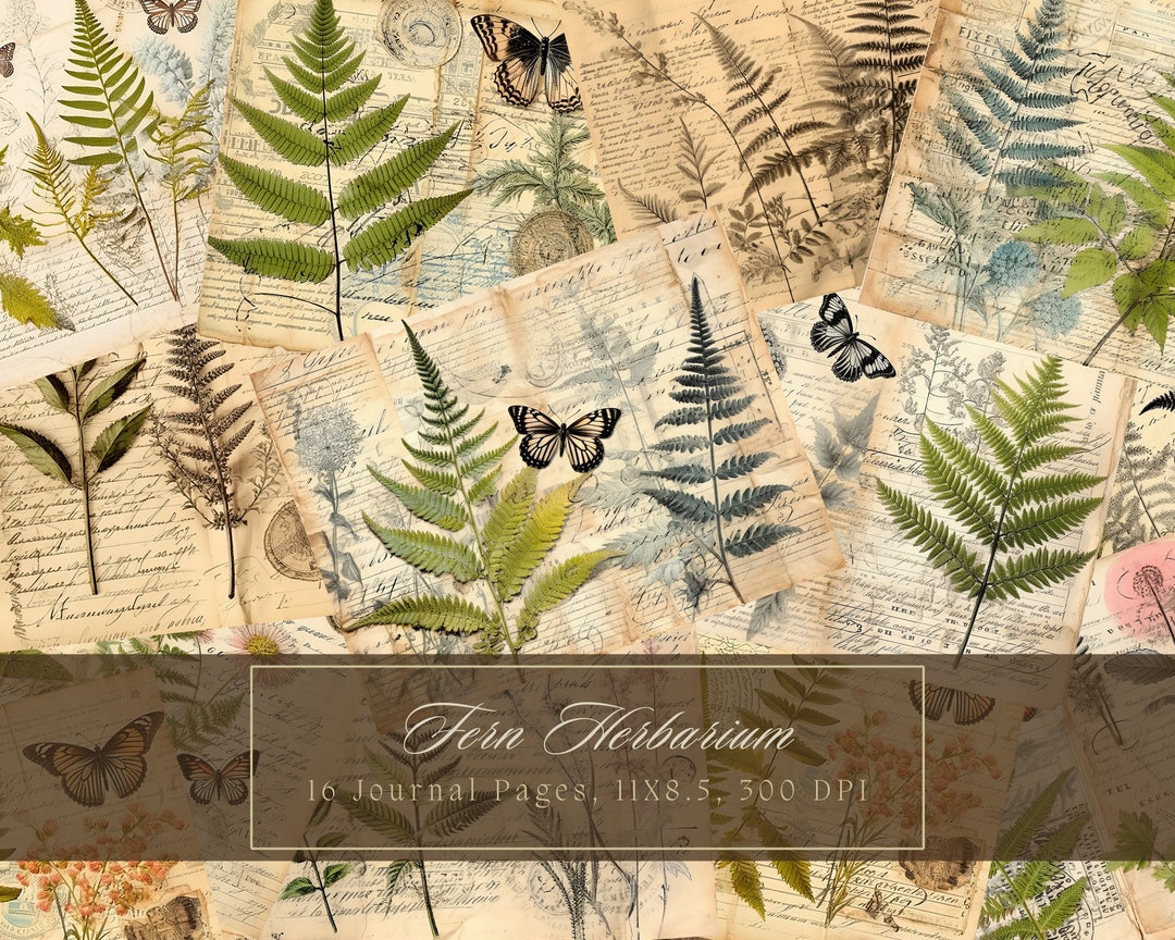 Fern Junk Journal Kit Vintage Wild Botanical Green Leaves Forest ...
